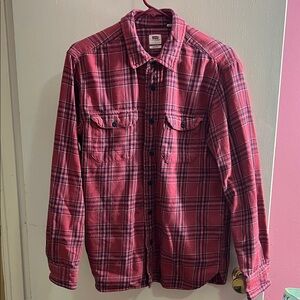 Levi's Red Plaid Casual Button Down Shirt Mens Large